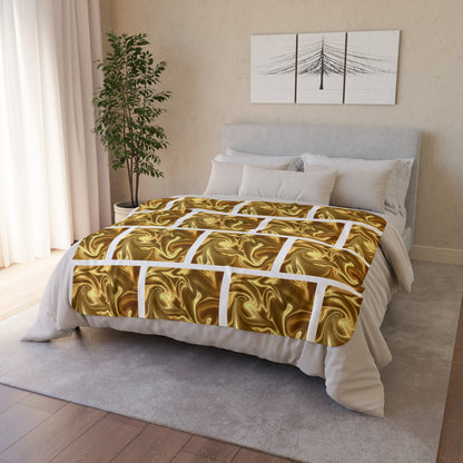 Golden Block Design Fleece Sherpa Blanket