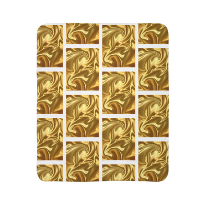 Golden Block Design Fleece Sherpa Blanket