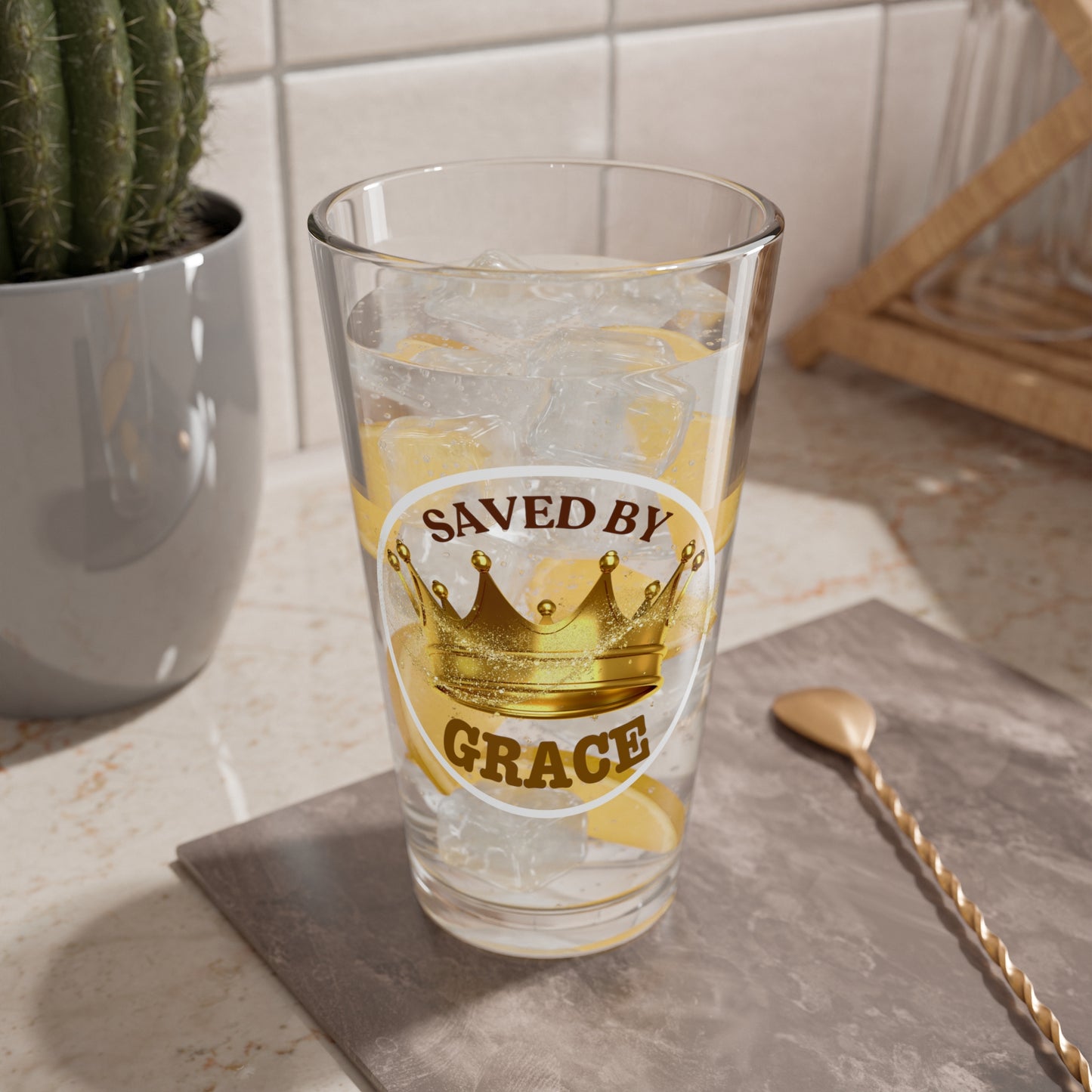 'Saved by Grace' Mixing Glass, 16oz