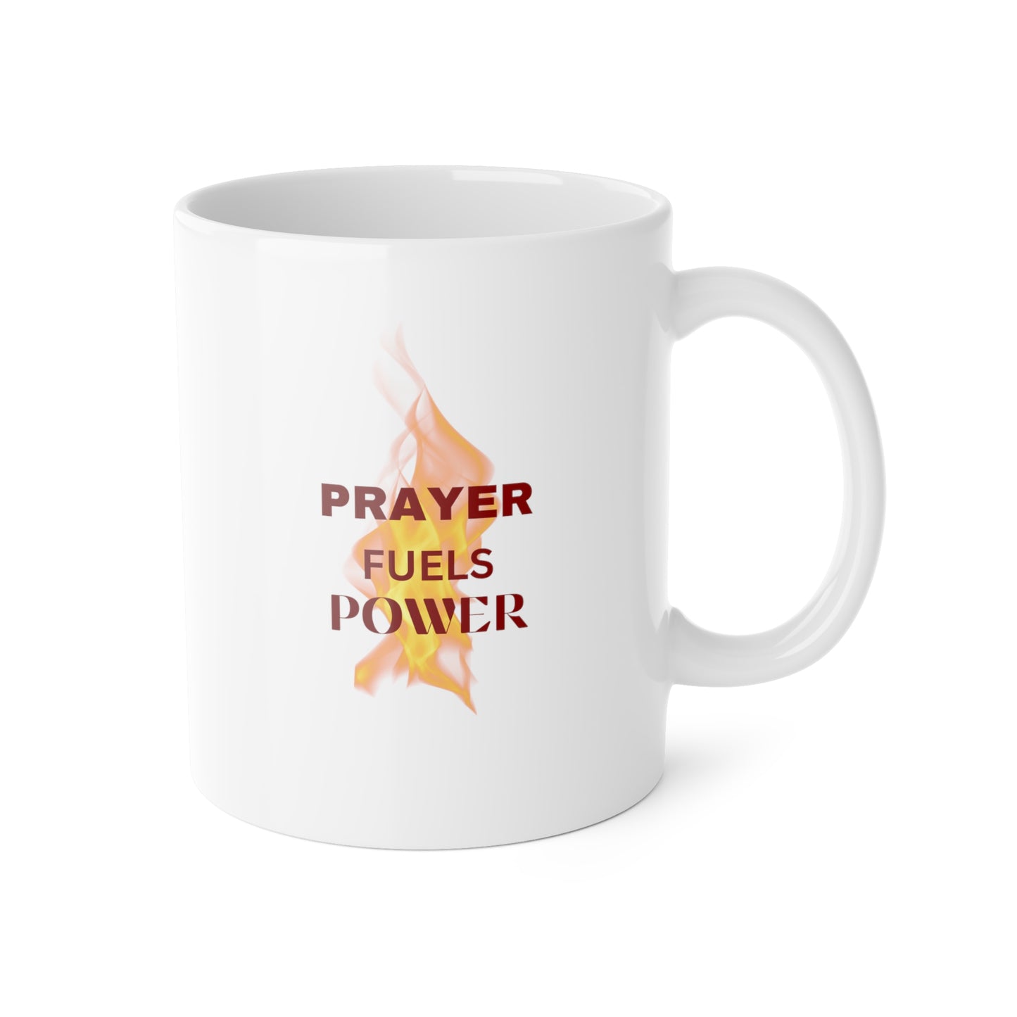 White 'Prayer Fuels Power' Ceramic Mug, 11oz