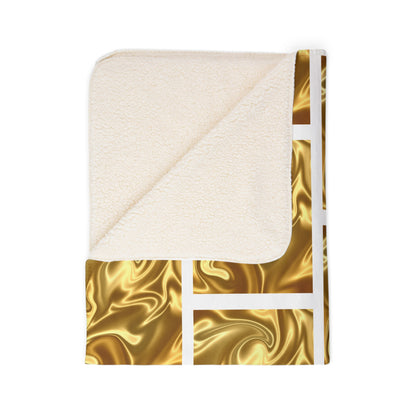 Golden Block Design Fleece Sherpa Blanket