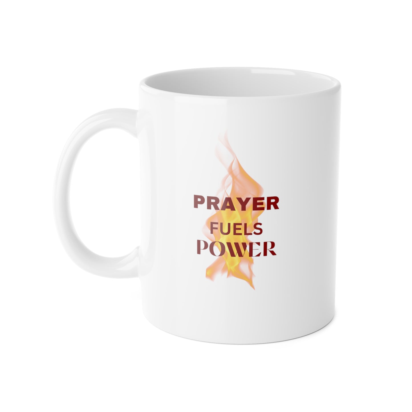 White 'Prayer Fuels Power' Ceramic Mug, 11oz